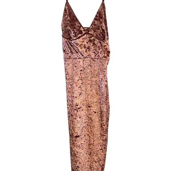 Club L London Pink Crushed Velvet Cami Midi strapless kentucky derby Party Dress - Image 4