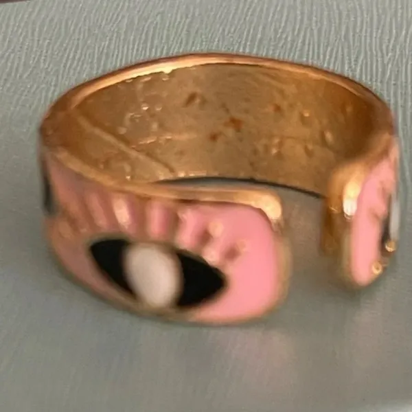 NWOT Pink Evil Eye Adjustable Ring - Image 4