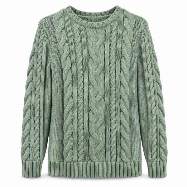 LL Bean Sage Green Double L Mixed Cable Crew Neck Pullover Cotton Sweater XS - Image 12