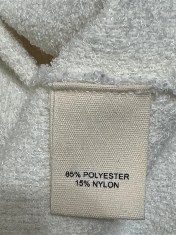 Marled Cream Bouclé Fuzzy Cardigan with Black Trim Minimalist Preppy size M - Image 7