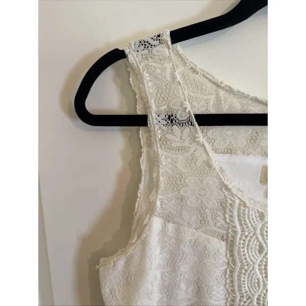 Bila White Floral Crochet Mini Dress Sz XL Graduation Rehearsal Dinner Boho - Image 4