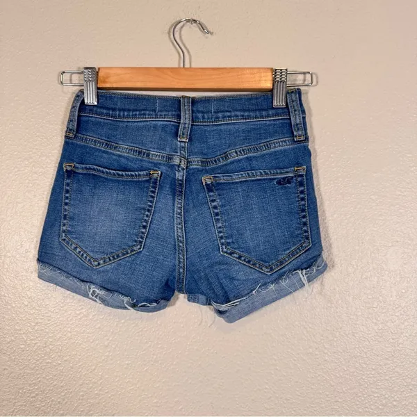Hollister Blue Mid Rise Jean Shorts Womens 23 3in Denim Distressed Summer Beachy - Image 3