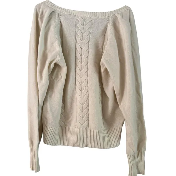 NWT Madewell V-Neck Pullover Cream Sweater Merino Wool Size Small - Image 2