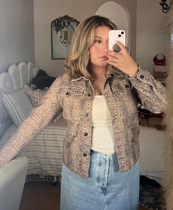 Dear John Leopard Denim Jacket coat animal print - Image 3