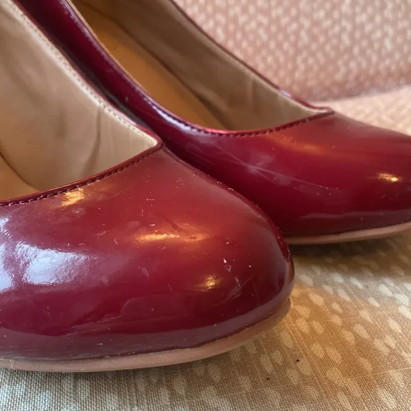 Red Leather Heels Size 8 - Image 2