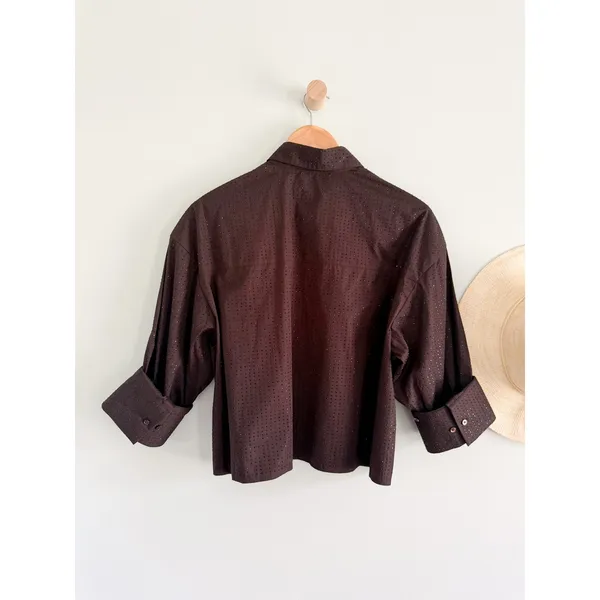 Madewell | NWT Rhinestone Straight-Hem Shirt in Molasses Brown | Sz S - Image 10