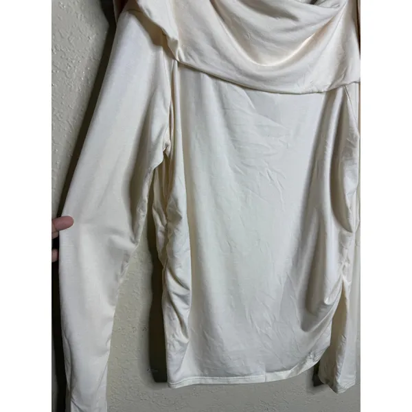 Reformation Florentina Knit Top Horchata Off Shoulder Long Sleeve size XL Cream - Image 7