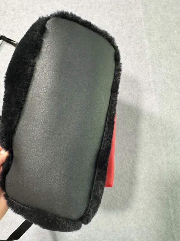 Disney Mickey Mouse Faux Fur Mini Backpack Black Red - Image 2