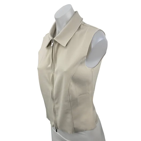 MNG Mango Women's White Cream Ivory Sleeveless Full Zip Blouse Shirt Top Size M - Image 3