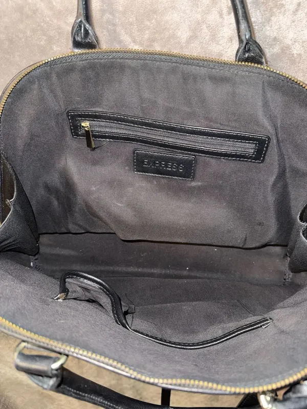 Express Black Dome Satchel Handbag with Crossbody Strap - Image 6