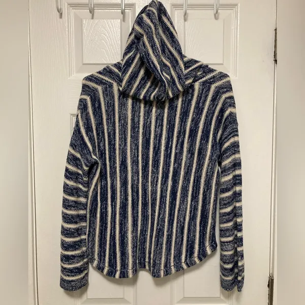 *Billabong Navy & Cream V Neck Knit Hoodie Sweater #U - Image 12