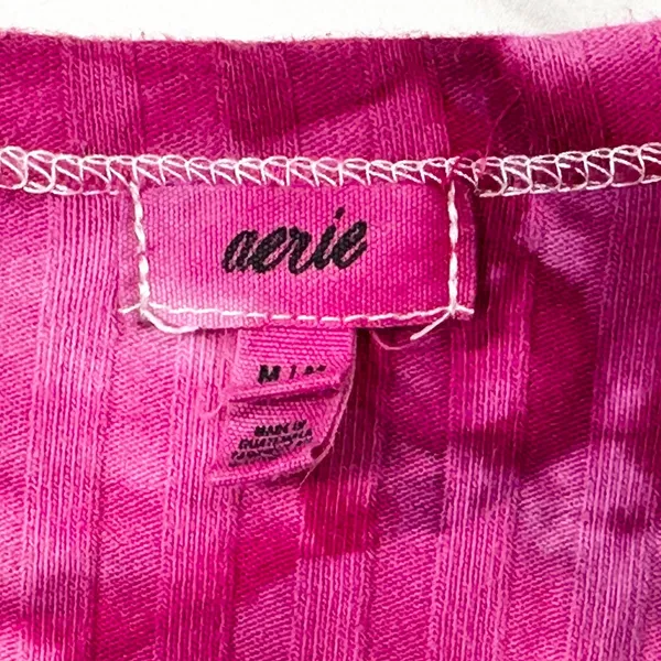 Aerie Medium Crop Top Handmade Tie Dye Long Sleeve‎ Hot Pink Knit Preppy 1025 - Image 9