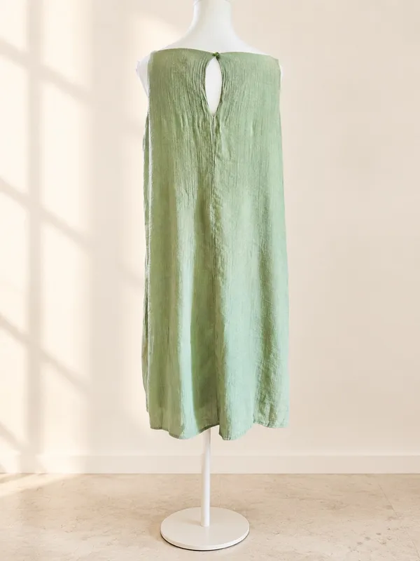 Westport Sage Green Embroidered Boho Dress L - Image 4