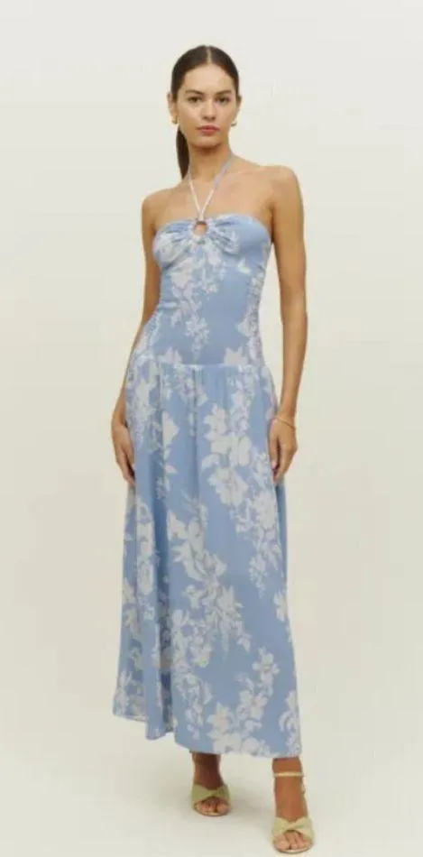 💕REFORMATION💕 Eleni Dress ~ Aliso Blue Floral Print 10 NWT - Image 3