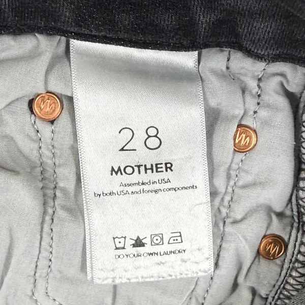 MOTHER Denim Faded Black Skinny Jeans Size 28‎ Made in USA Distressed Gray - Image 4