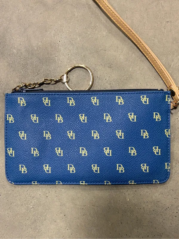 Dooney & Bourke Blue Slim DB Monogram Wristlet Clutch Purse - Image 2
