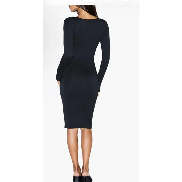 Skims Smooth Layers Square Neck Long Sleeve Midi Dress Obsidian S New $108 - Image 2