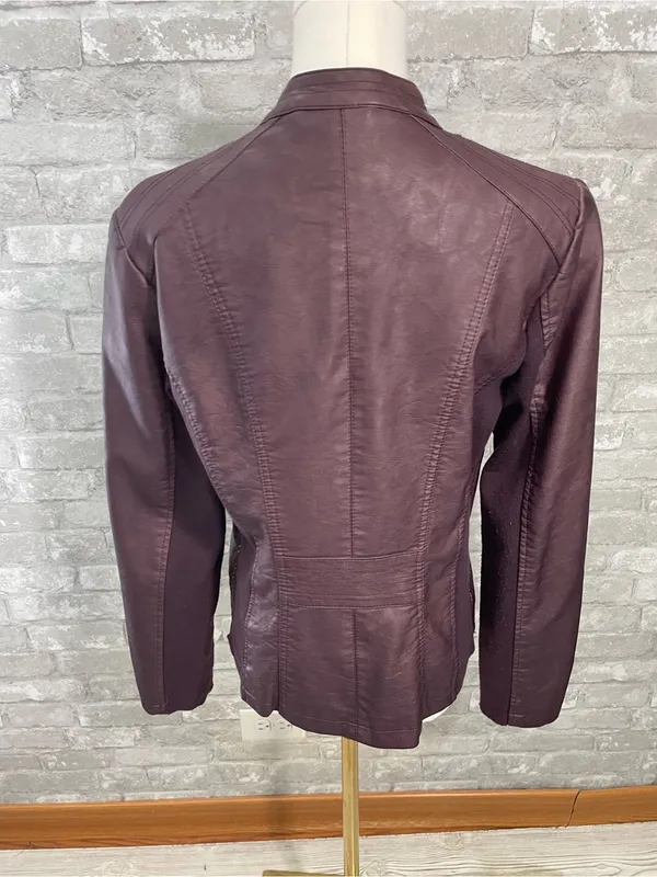 Maurices Plum Faux Leather Moto Jacket - Image 5