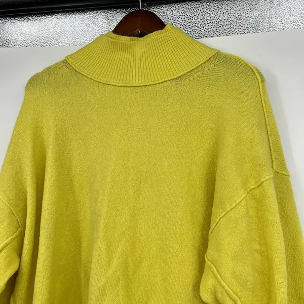 FREE PEOPLE Afterglow Lime Yellow Mock Neck oversized Sweater Top Size small - Image 12