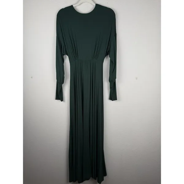 24seven Comfort Apparel Bishop Sleeves‎ Maxi Dress Women's Large Green Stretch - Image 3