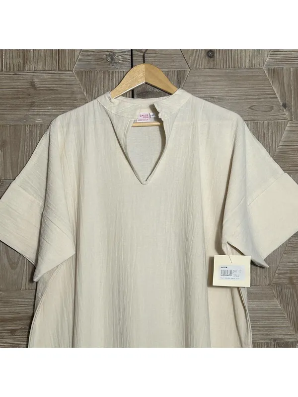 B'Gauze Women's Size 2 (L/XL) Natural Beige Cotton Gauze V-Neck Maxi Dress NWT - Image 3