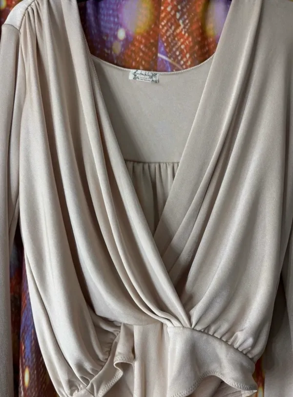 Intimately Free People Beige Long Sleeve Surplice Wrap Bodysuit✨ - Image 2