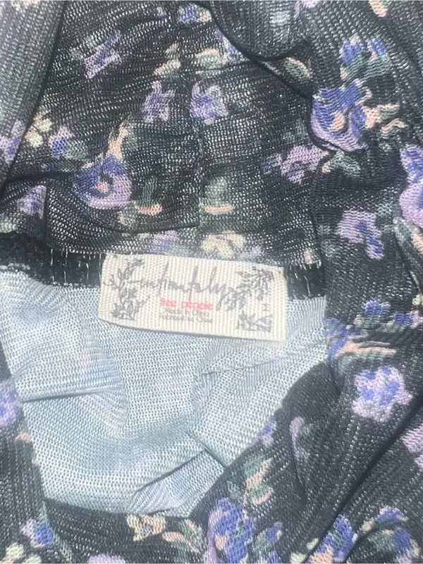 Free People NWOT Under It All Ruched Mesh Turtleneck floral Bodysuit Med Boho - Image 4