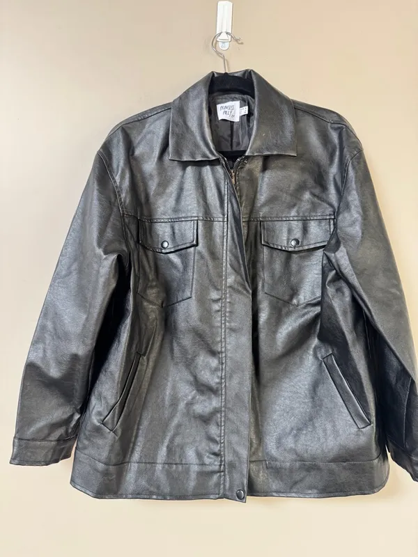 Princess Polly “Callie” Oversized Black Faux Leather zipped Jacket sz 4 - Image 11