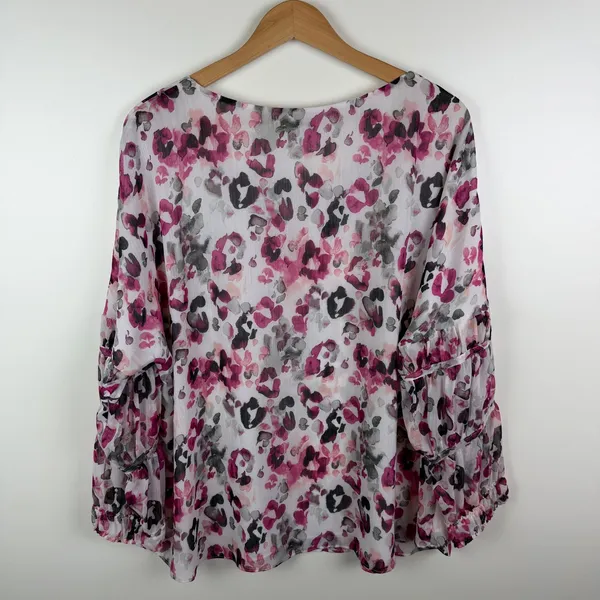 Cato Est 1946 Floral Leopard Blouse Size‎ 18/20W Pink Sheer Lightweight Lined - Image 3