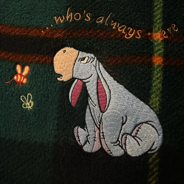 Disney Vest Womens L Winnie The Pooh Tartan Plaid Fleece Embroidered Vintage. - Image 2