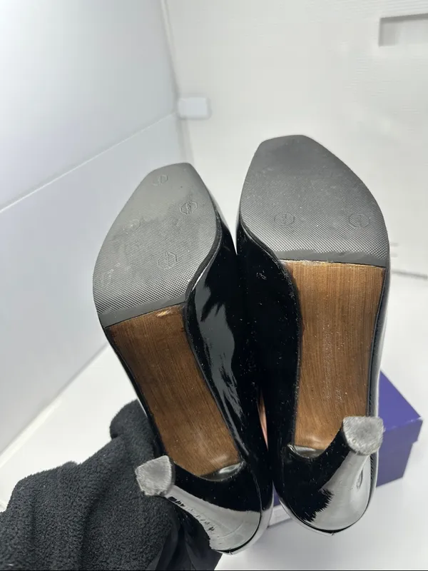 Stuart Weitzman Black Patent‎ Leather Loafer Pumps Size 8.5 - Image 8