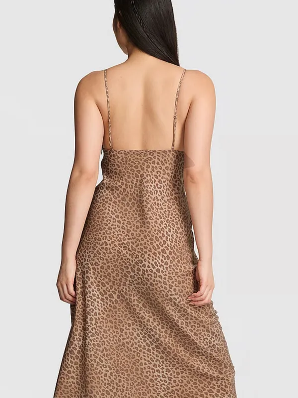 Pink Victoria Secret Cheetah FALL IN LOVE MIDI DRESS Size XL - Image 12