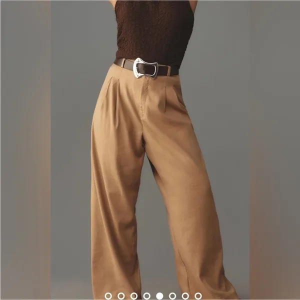Anthropologie Maeve Pleat Front Trousers Women's Size XS Tan‎ Quiet Luxury - Image 9