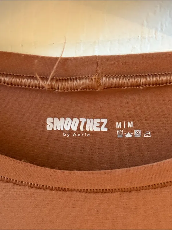 Aerie Smoothez Crewneck Short Sleeve Bodysuit in Caramel - Image 5
