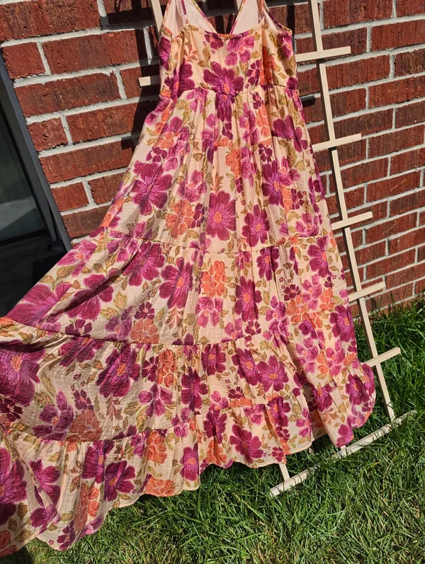1. STATE Floral Tiered Maxi Dress Mediuml Boho Resort Sundress - Image 9