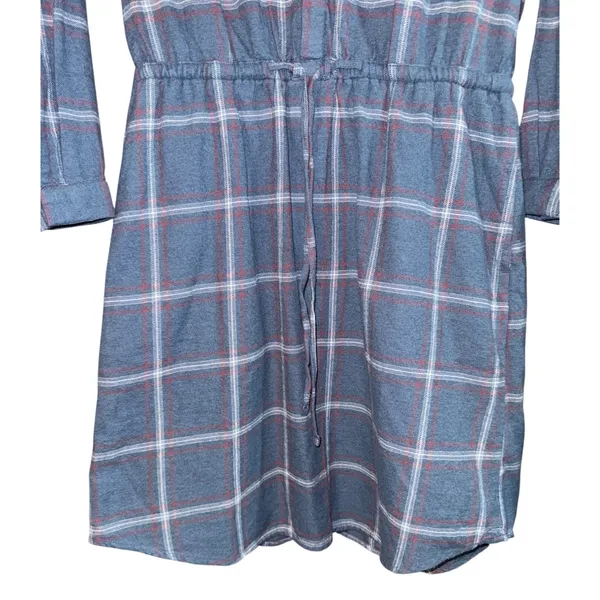 Prana Loop to Pines Organic Cotton Flannel Dress Blue Womens‎ Sz S Relaxed Plaid - Image 6
