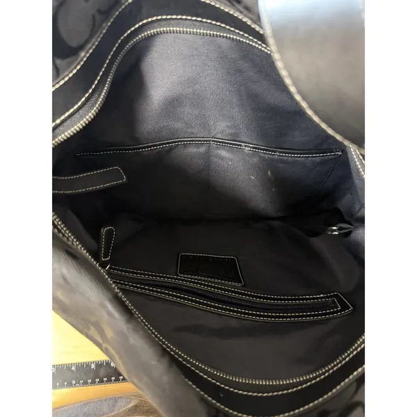 Coach Vintage Signature Monogram C Canvas Hobo/Bucket Bag 02' 6076 Black Y2K - Image 6