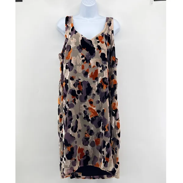Cabi Radiant Velvet Burnout Slip Dress‎ Style 3514 Abstract Leopard Print XL - Image 3