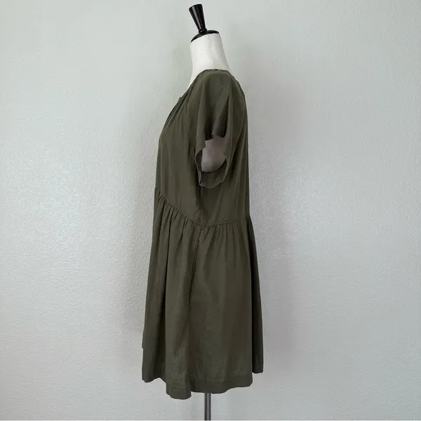 Universal Threads Linen Blend Olive Green Short Sleeves Shift Dress, Sz Large - Image 6