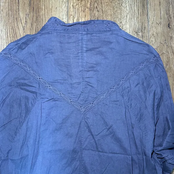 Free People Purple‎ Embroidered Lace Lagenlook Blouse Small Boho New Romantics - Image 13