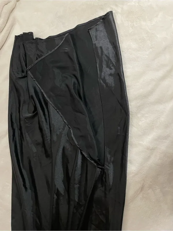 International Concepts Satin Like Lace-Trim Slip Long Nightgown Black Size M NWT - Image 12