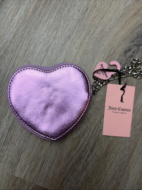 Juicy Couture Y2K Violet Heart Zip Around Coin Purse/Wallet/Wristlet - Image 13