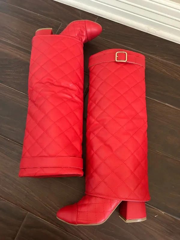 Red Knee High Boots size 6 new - Image 5