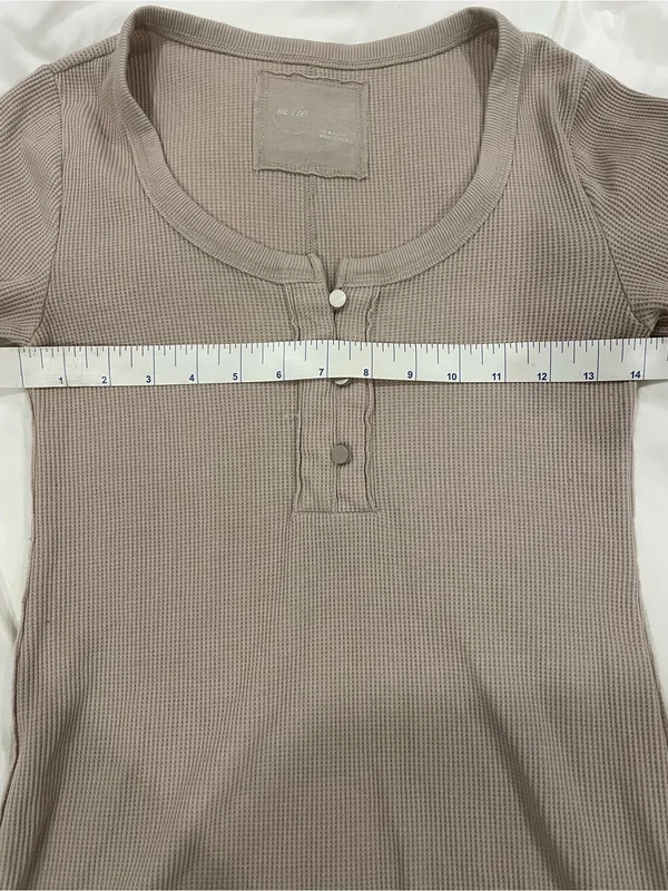 Aerie Essential Henley Layering Shirt Tan - Image 9