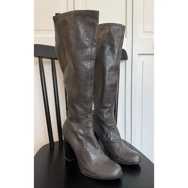 Donald J Pliner Chenia grey leather pewter tall boot size 9 - Image 2