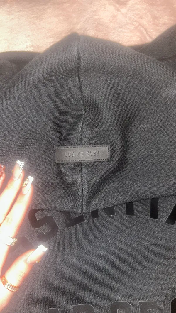 Fear of God Essentials Nylon Fleece Hoodie 'Jet Black/Jet Black' - Image 2