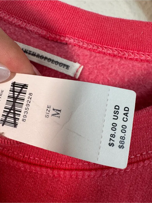 Anthropologie Pink 1995 Crewneck Sweatshirt Womens M Oversized Casual Athlesuire - Image 8