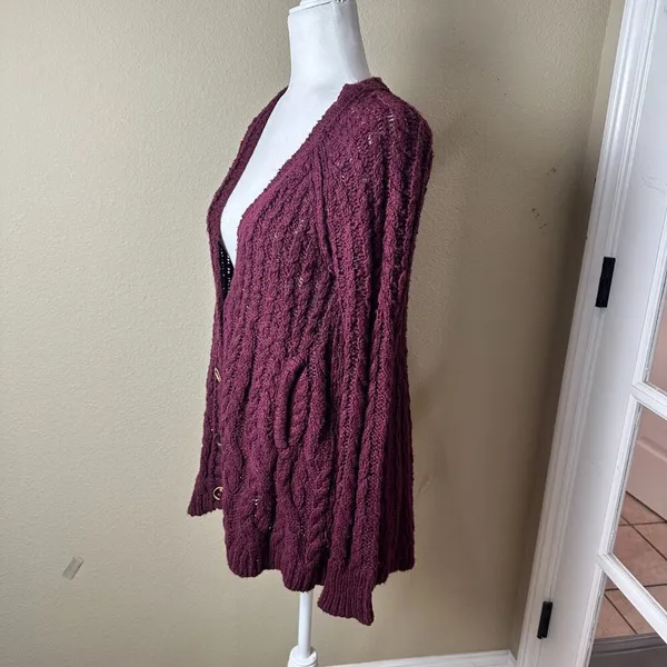 FREE PEOPLE Cable Knit Oversized Cardigan Sweater Size XS - Image 5