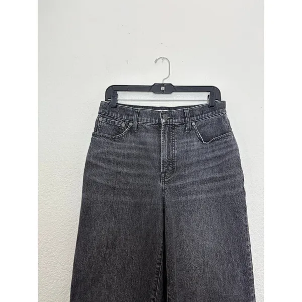 Madewell The Perfect Vintage Wide-Leg Crop Jeans Size 29 Washed Black Robles - Image 5