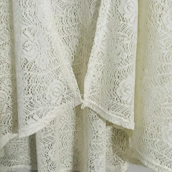 Vintage Boho Lace Cardigan Sz Med Ivory Sheer Floral Cottagecore Fairy Whimsy - Image 6